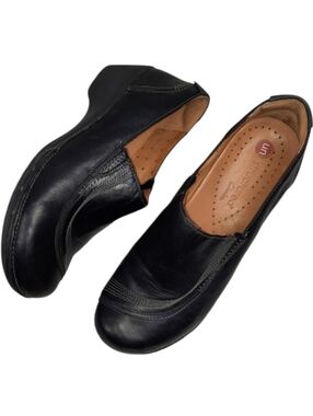 Clarks UNstructured Genuine Leather Black Closed Back Clogs SZ 9M